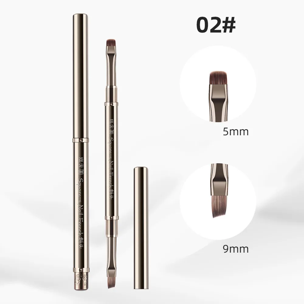 1/6PCS Doppel Kopf Metall Griff Nagel Pinsel Liner Pinsel Malerei Stift Gel Pinsel Kristall Nail art Maniküre