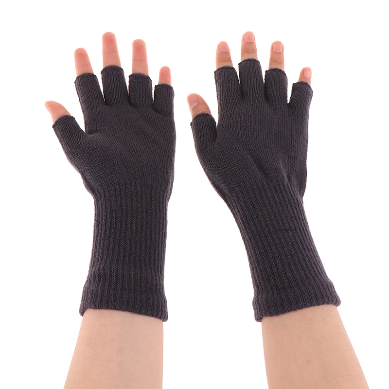 Goth-Gants thermiques chauds sans doigts pour hommes et femmes, mitaines élastiques à demi-doigts, équitation confortable, écriture, conduite, travail, hiver