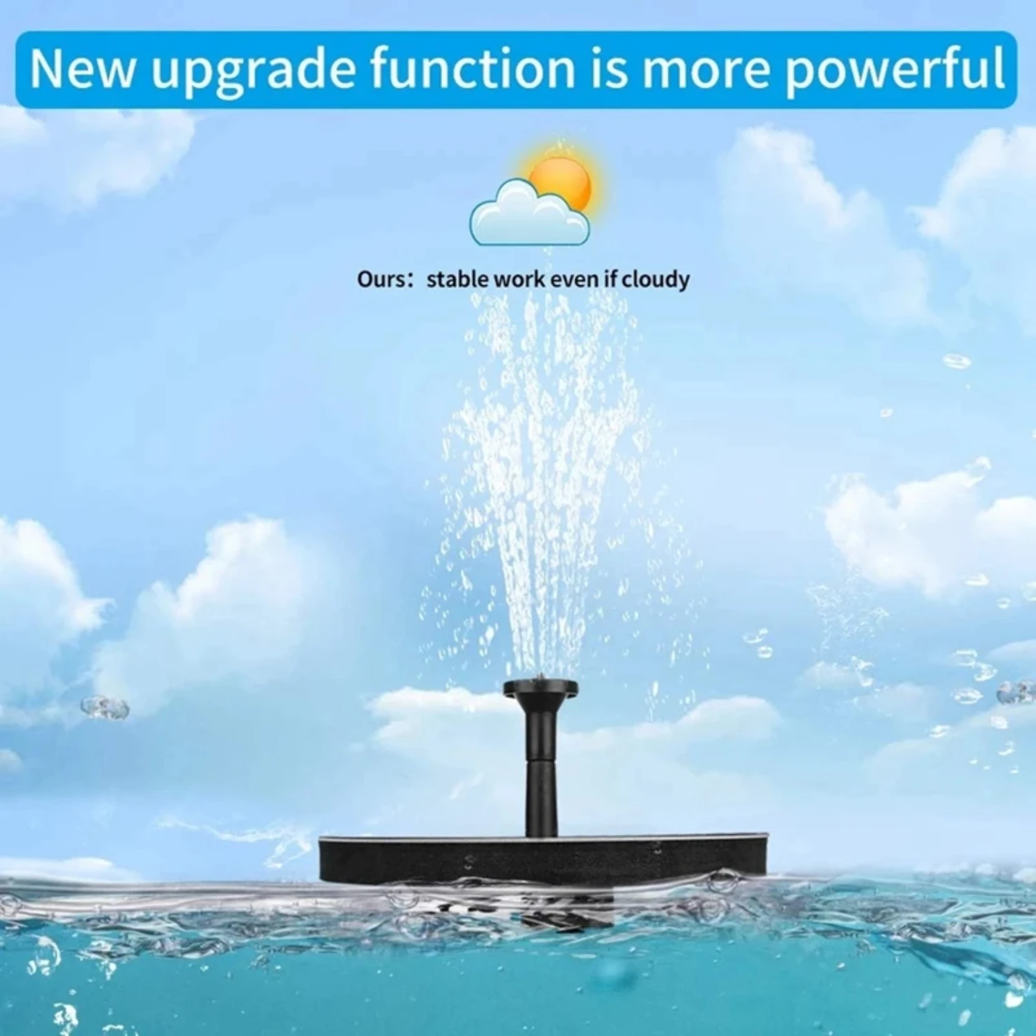 Outdoor Solar Powered Fountain with 6 Nozzles for Bird Bath Ponds, Garden, Swimming Pool, and Fish Tank - Solar Fountain Water