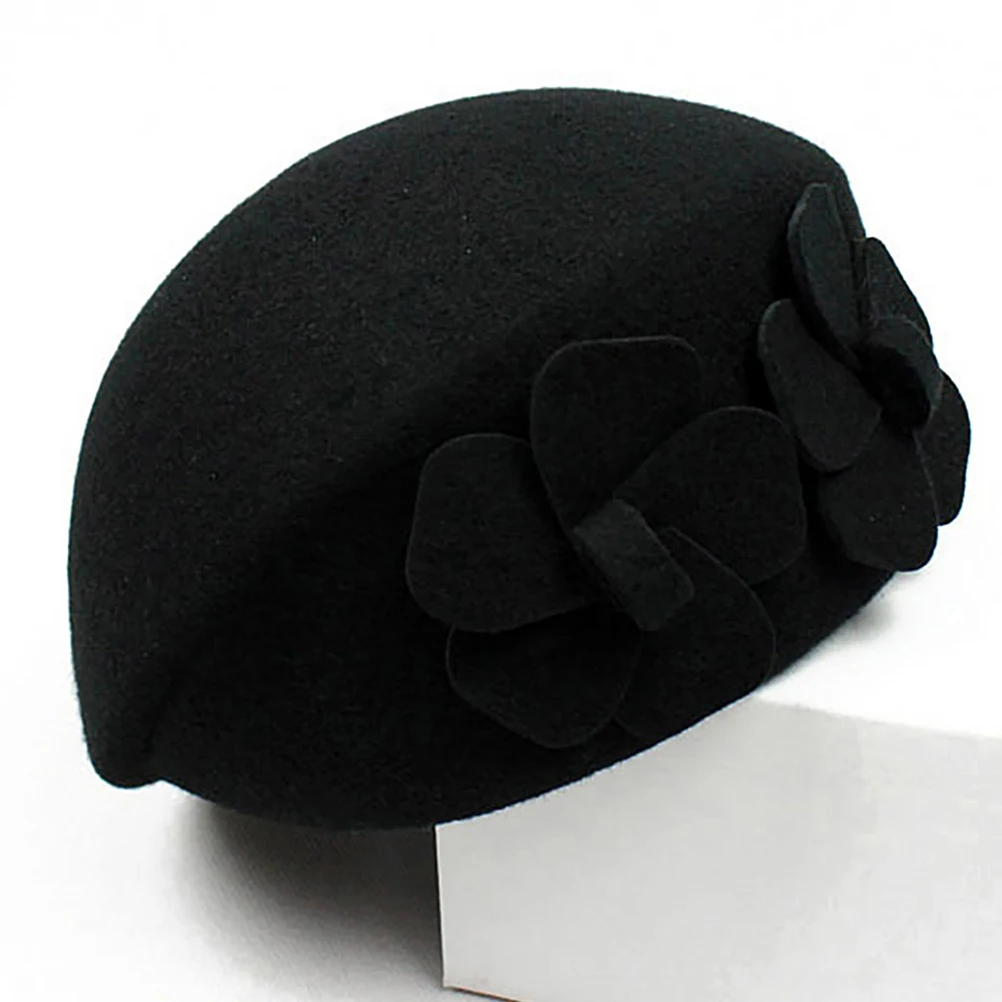 

1pc Wool Beret Hat Winter Warm Ladies French Style Premium Woolen Hats Fashion Berets Decor Black Baseball Cap Girls