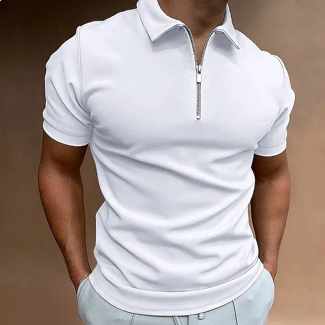 Men's Polo Shirts 2025 Spring Summer Short Sleeve Solid Casual Fit Tee Tops Crew Neck Blouse Shirts