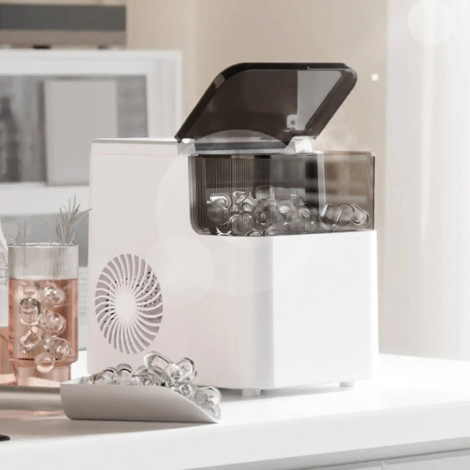 Portable Countertop Ice Maker Compact Countertop Ice Maker Small Appliance for Students, Kitchen, Office, Dorm Room