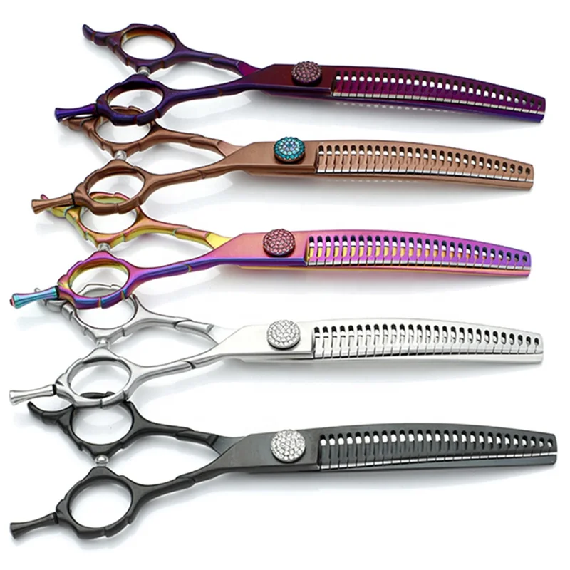 

PT-0018 Индивидуальные ножницы для ухода за домашними животными, профессиональные японские ножницы Vg10, изогнутые ножницы для собак, набор для измельчения 440c, титан с ЧПУ для кошек