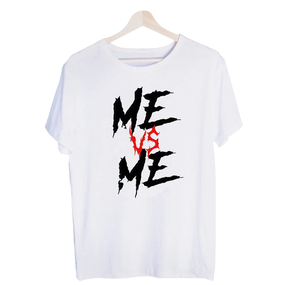 Men's "Me vs Me" Typography Print Graphic Tee, Short Sleeve Crew Neck T-Shirt for Casual Streetwear and Daily Outfits