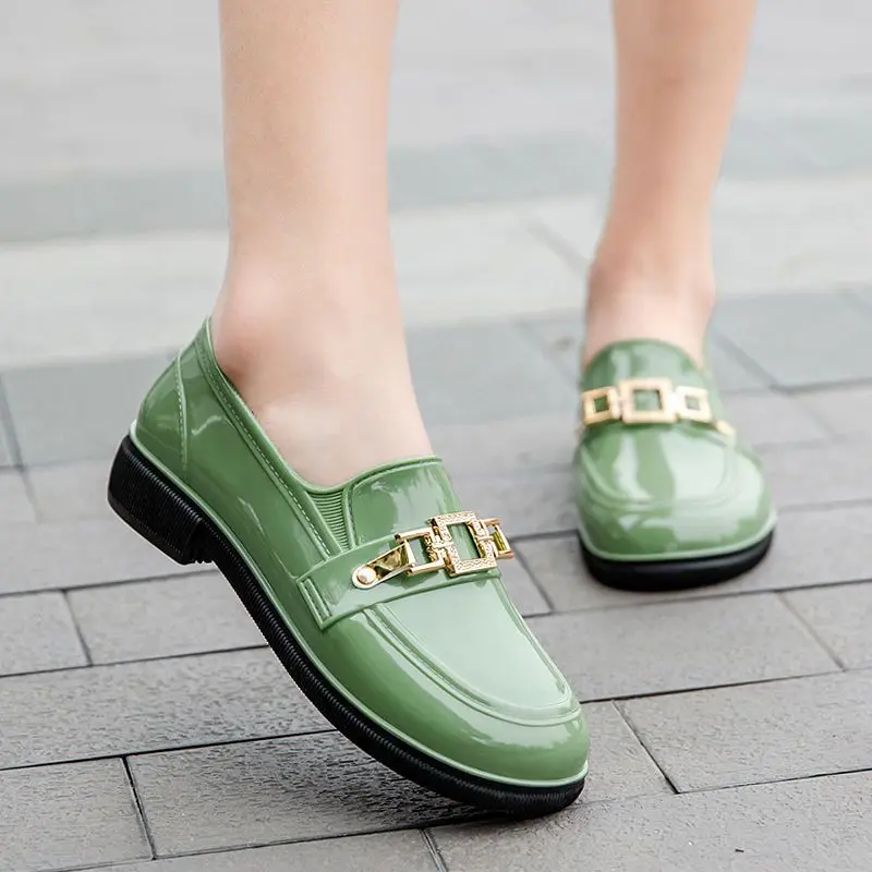 

Rain Boots Women Diamond Chain Waterproof Water Shoes Top Quality Women's Rubber Shoes Oil-resistant Non-slip Kitchen Galoshes