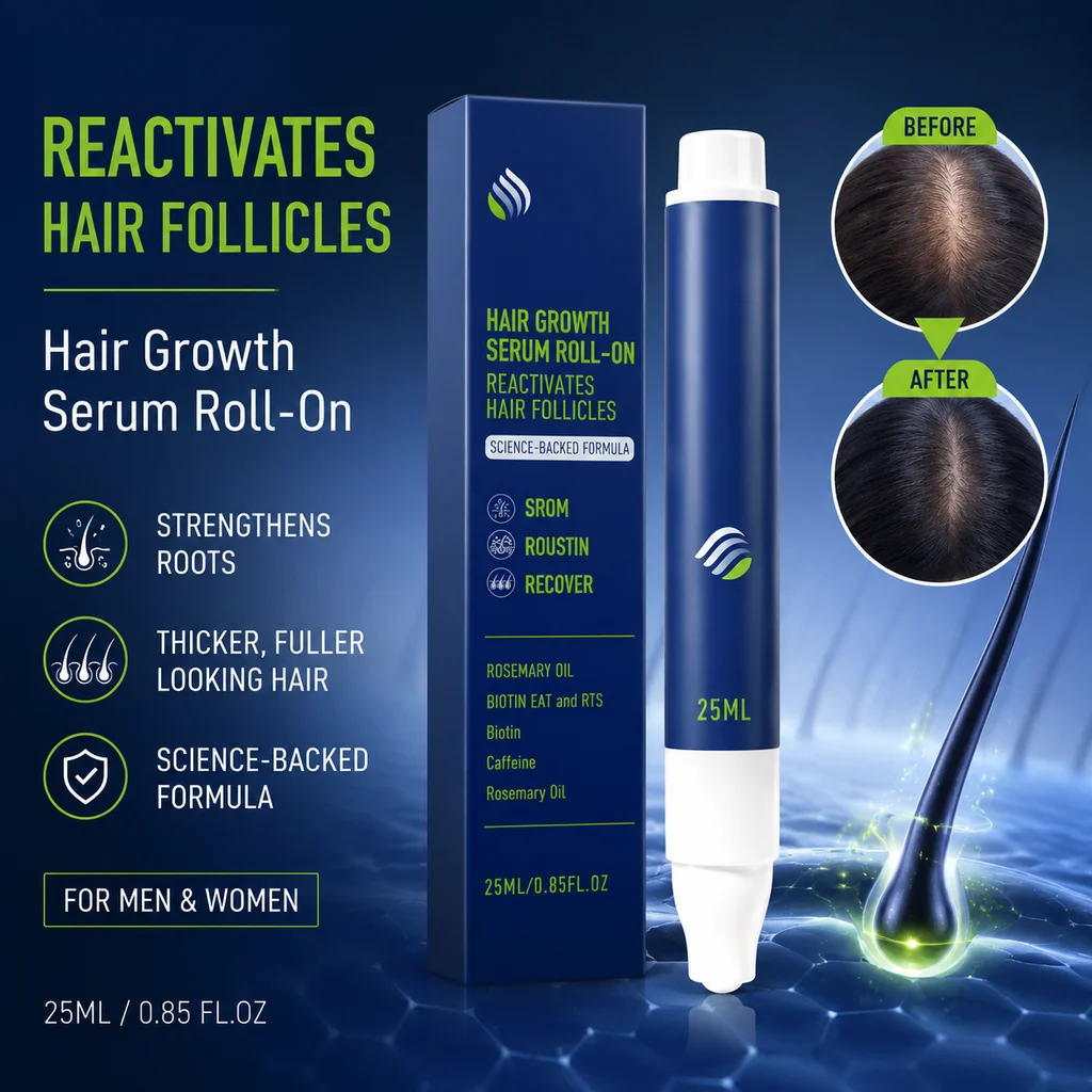 Rosemary Hair Oil Roller Ball Serum Scalp Massage Essence Nourishing Smooth Shiny Hair Roots Repair Care Liquid For Women Men
