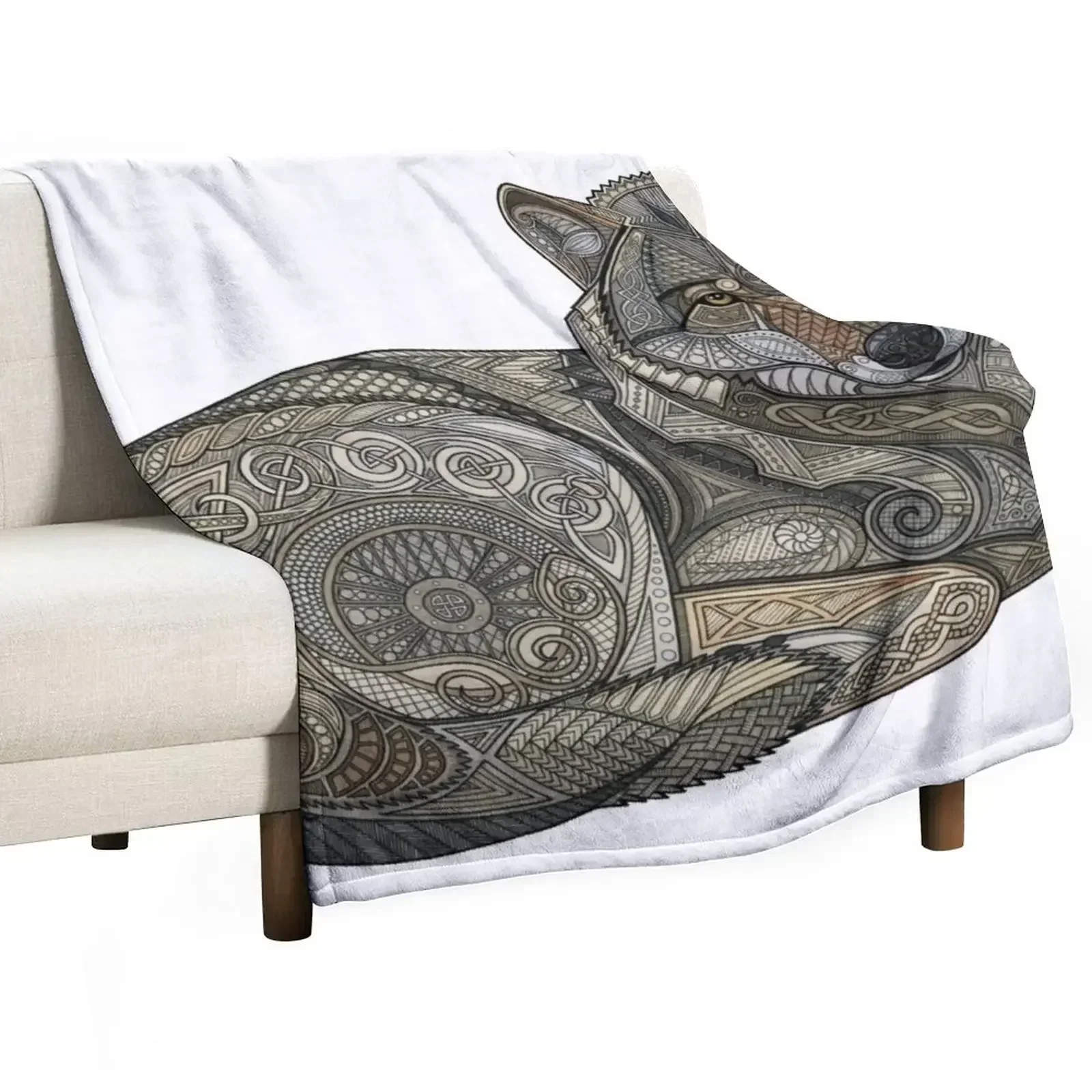 New Norse Wolf Throw Blanket Vintage Warm Blankets