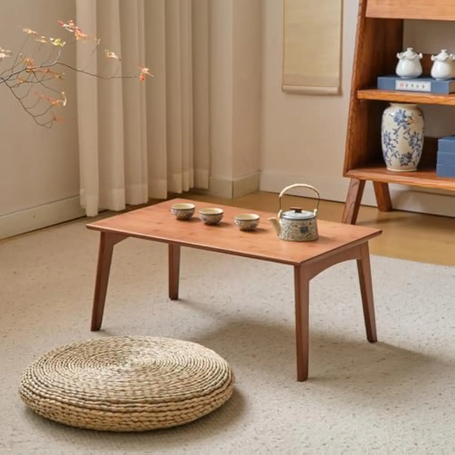 

Foldable Bamboo Small Table Foldable Floor Desk Foldable Coffee Table No Assembly Required for the Floating Window Tatami Tea Ro