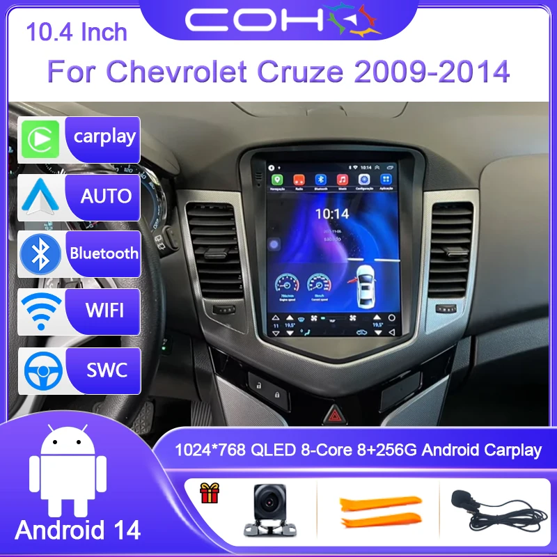 

10.4 INCH For Chevrolet Cruze 2009-2014 Android 14 Car Radio 1024*768 8G+256G Multimedia Video Player GPS Navigation Stereo