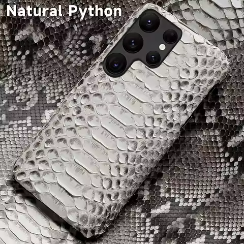 Genuine Python Leather Phone Case for Samsung galaxy S 25 S25 S23 S22 S21 S24 Ultra S24 Plus A55 5G Luxury Snakeskins Back Cover