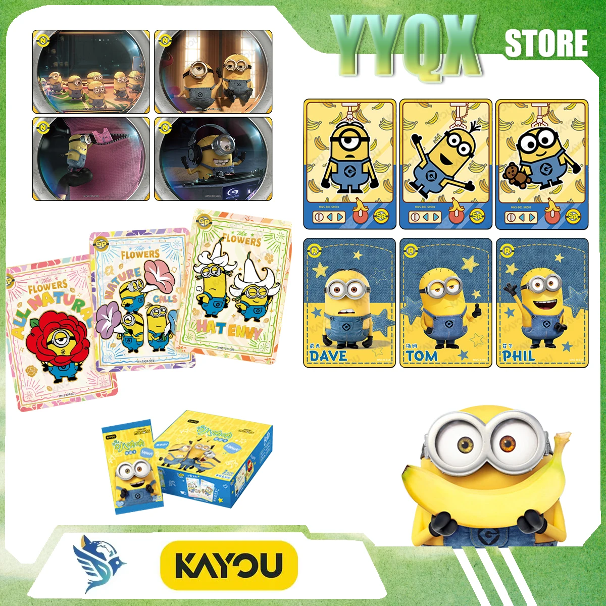KAYOU 2026 New Minions Collection Card Peripheral Animations Cartoons Comics Surprise Gifts Cute Games Ornaments Rare Trendy Toy