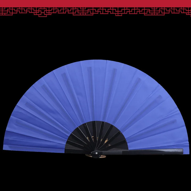 Plastic Chinese Martial Arts Kung Fu Fan Tai Chi Dance Fan Stage Performance Folding Fan DIY Solid Color Fan