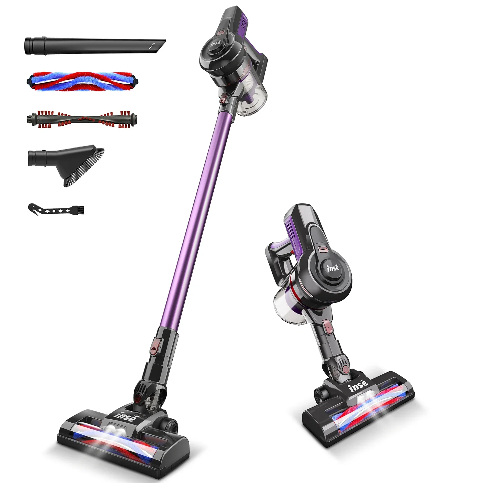 

N660 Cordless Vacuum Cleaner,6 in 1 Powerful Stick Handheld Vacuum with 2200mAh Rechargeable Battery,Purple