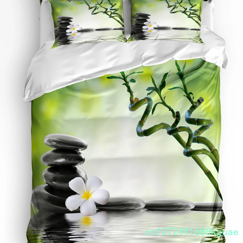 3pcs Bedding Set Flower Stone Pink Orchid Reflection Home Textile Duvet Cover Pillow Case Boy Kid Teen Girl Bedding Covers Set 4