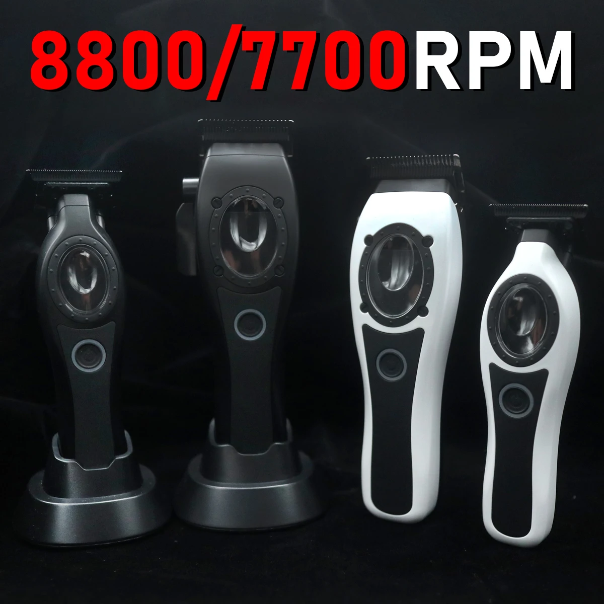 2-color Cover 8800RPM Professional Electric Hair Clipper Hair Trimmer 7700RPM with Base Barber Shop 2PC Set