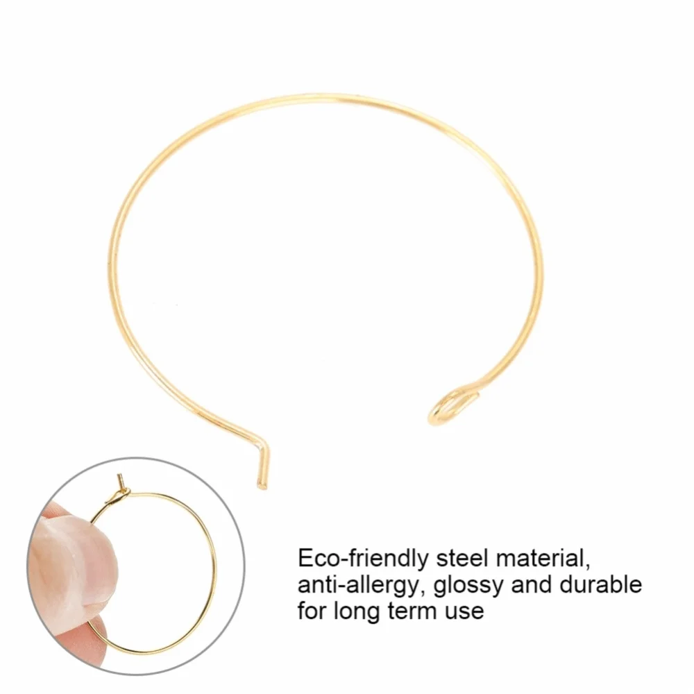 100Pcs Gold/Silver Color Steel Circle Earring Loops Open Loop Design Round Shape Jewelry Findings Wine Glass Hoop Ring