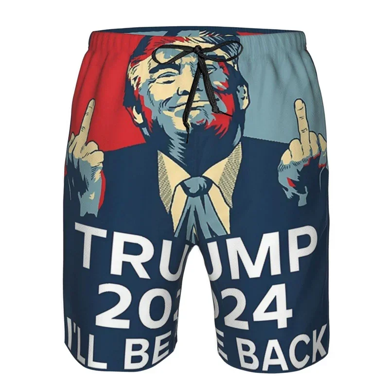 Donald Trump Beach Shorts For Men American President Trump 2024 New Swimming Trunks Surfing Board Shorts Male Street Clothes