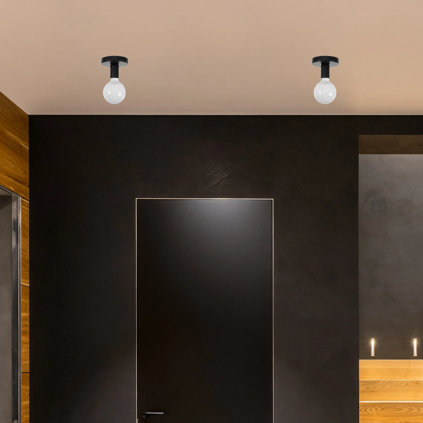 

Retro Industrial Ceiling Light E27 Socket Flush Mount Black Outdoor LED Farmhouse Globe Pendant Lampholder Vintage Style