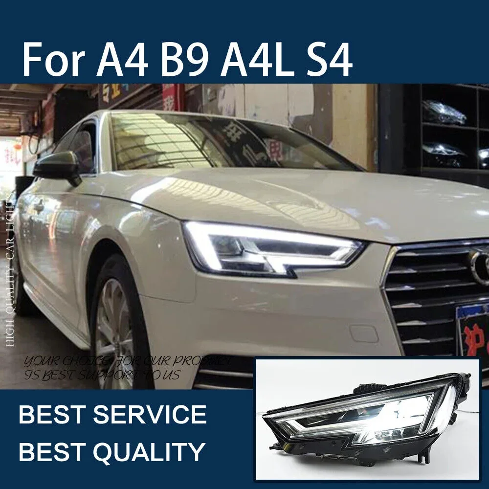 KQX Car Accessories Lamp Headlight Light For Audi A4 B9 A4L S4 RS4 2017-2019 DRL Projector Front Brake Turn Signal Lamp Plug And