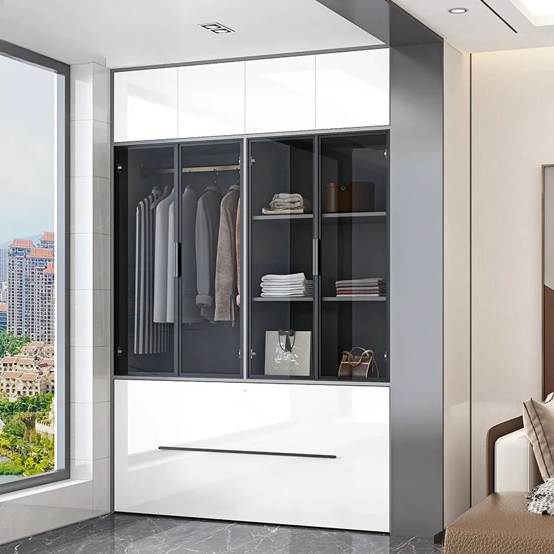 Light luxury style balcony multi-functional invisible bed wardrobe integrated lunch break folding bed single home storage cabine