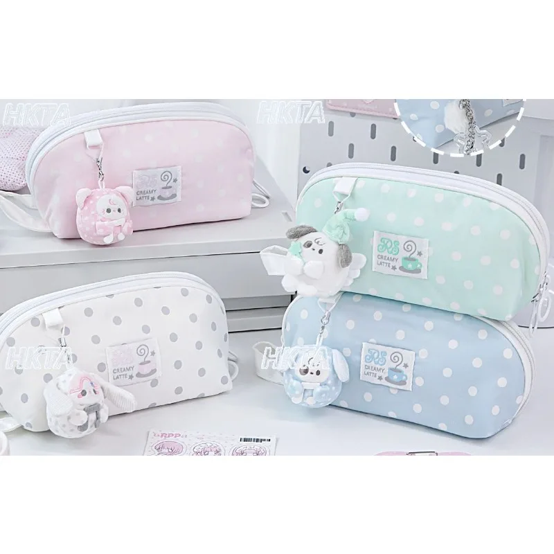 Japanese Sweet Polka Dot Student Pencil Case Stationery Bag 2026 Autumn Daily Casual Cute Versatile Lolita Pencil Bags Women