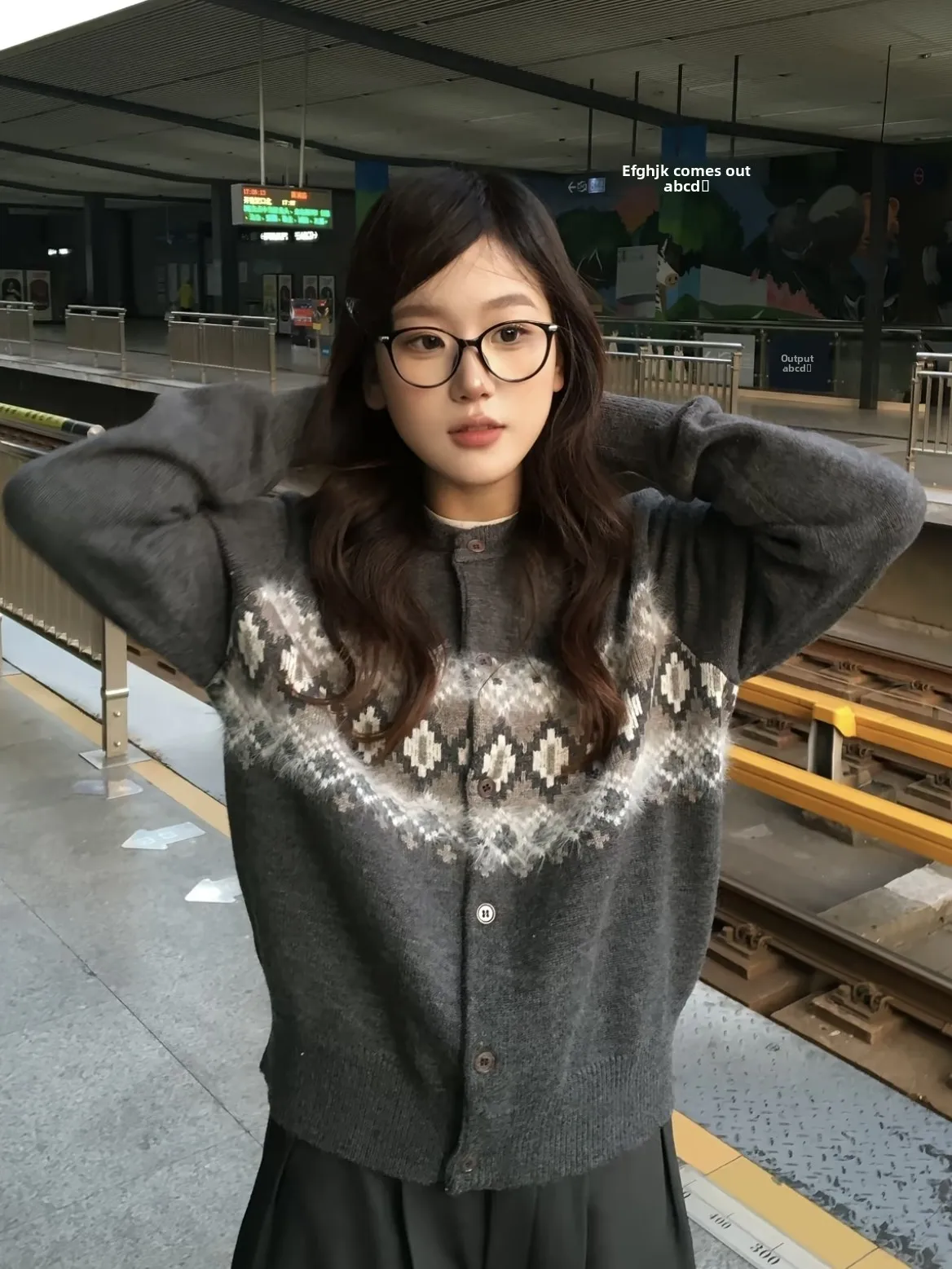 

Feilao Island Knitted Cardigan round Ne Button up Sweater ex Casual Lazy Sle ort Wide Sweater Warmth Diamond Pattern