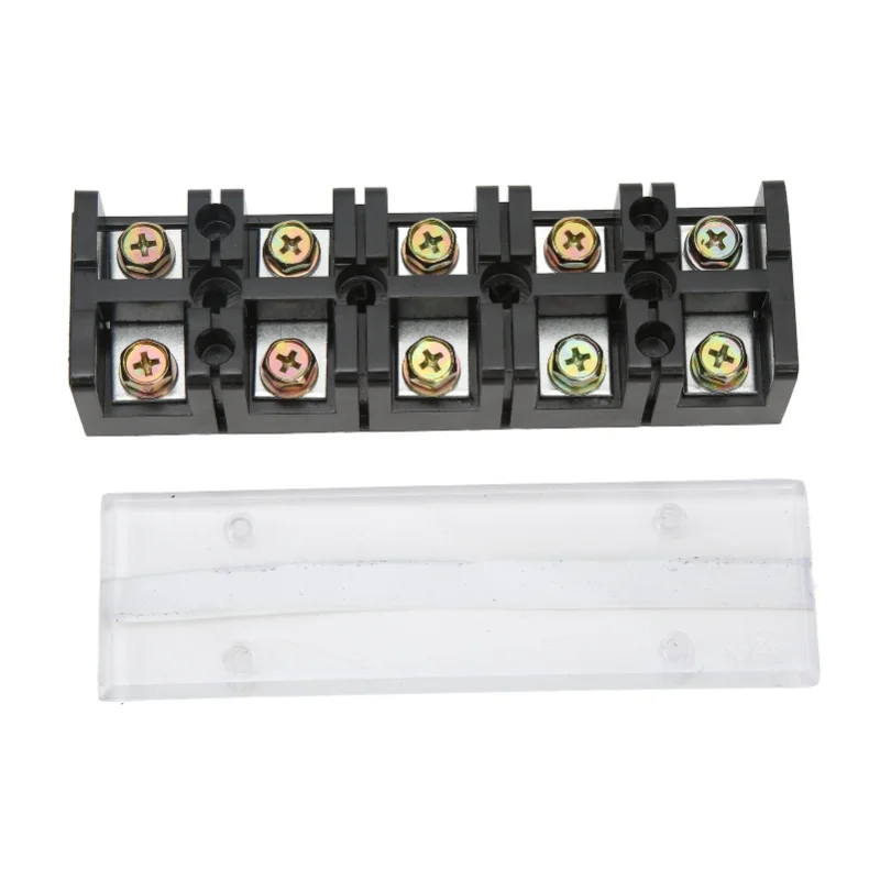 2 Pcs Terminal Block Dual Rows 60A 600V Compact Terminal Block Barrier Strip With PC Shell For Power Distribution