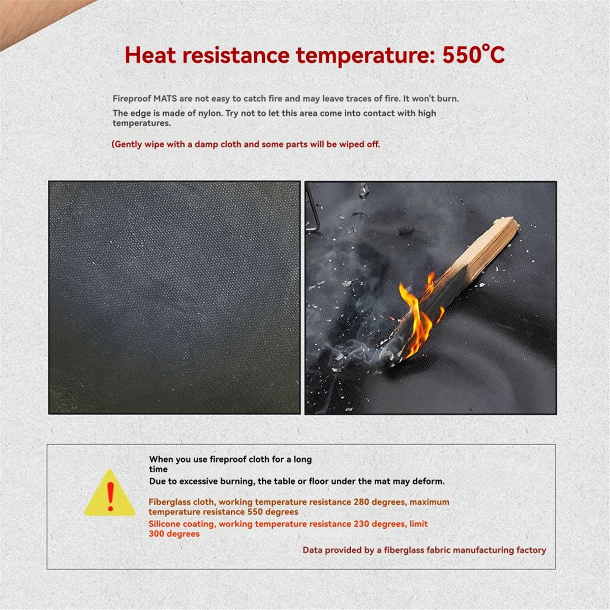 

2025+ Outdoor Camping Fireproof Cloth Hand Drawn Silicone Coating High Temperature Barbecue Insulation Pad