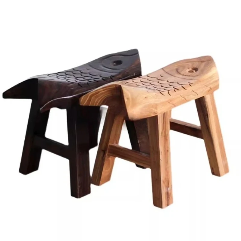 

TGF old elm home solid wood small bench simple art log fish shoe changing stool