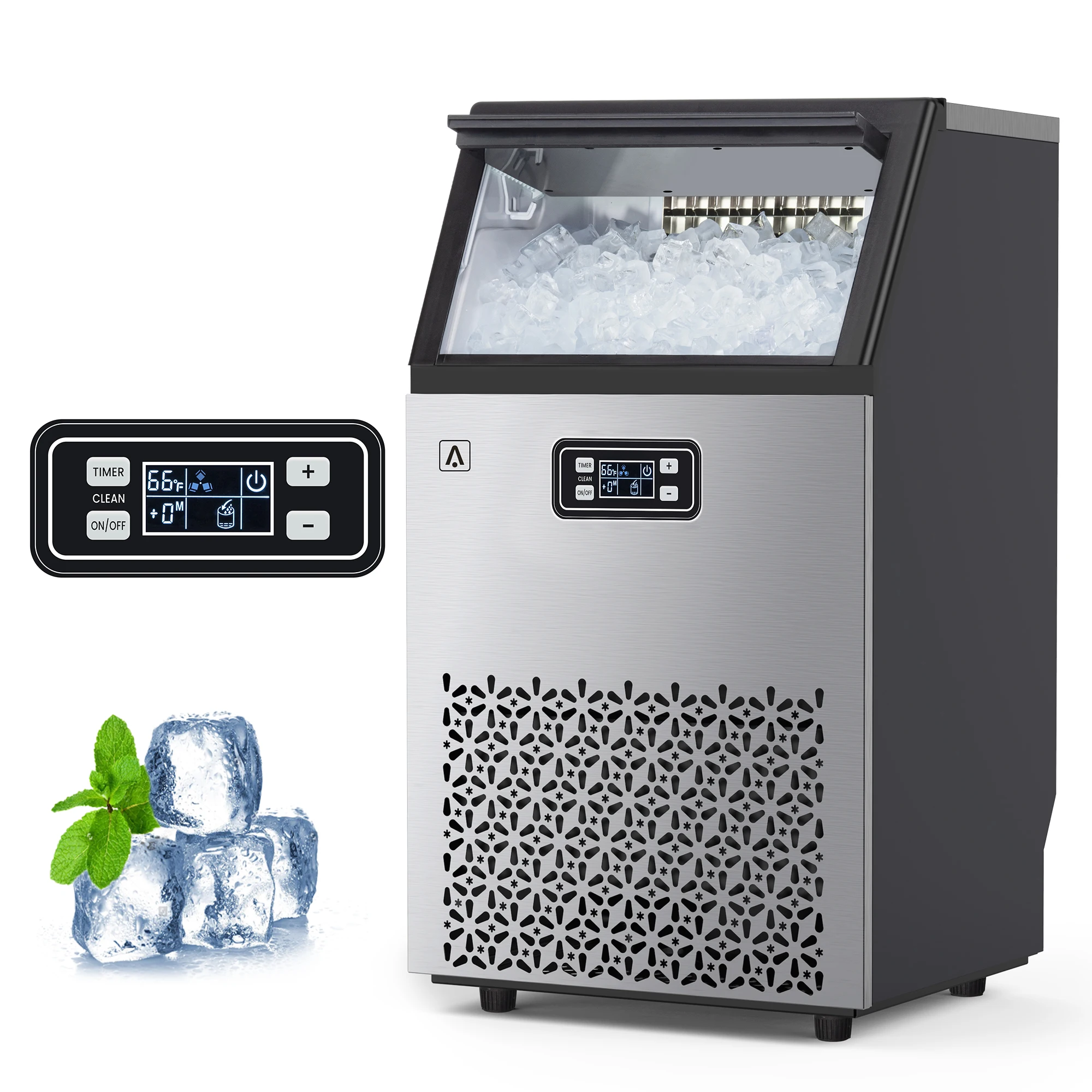 

Commercial Ice Maker Machine, 150LBS/24H Under Counter Ice Maker with 33LBS Ice Capacity Freestanding Ice Machine with Ice Scoop