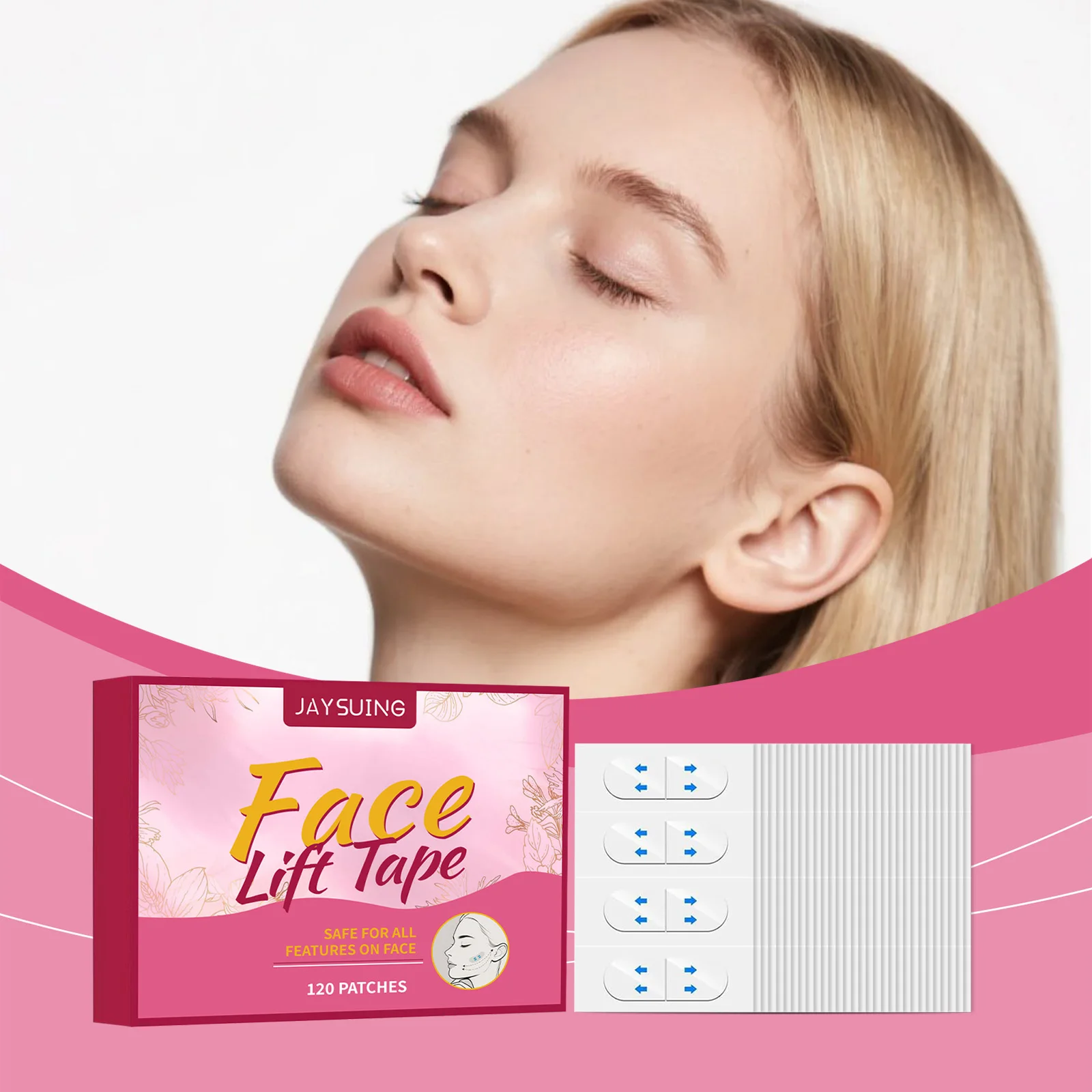 Facial elastic care patch, improve sagging, invisible fit design, thin and breathable.120 patches