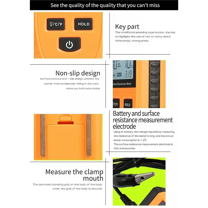 AS94-GM3110 جهاز اختبار مقاومة السطح عالي الدقة جهاز اختبار مضاد للكهرباء الساكنة مقياس المقاومة الرقمي المضاد للكهرباء الساكنة