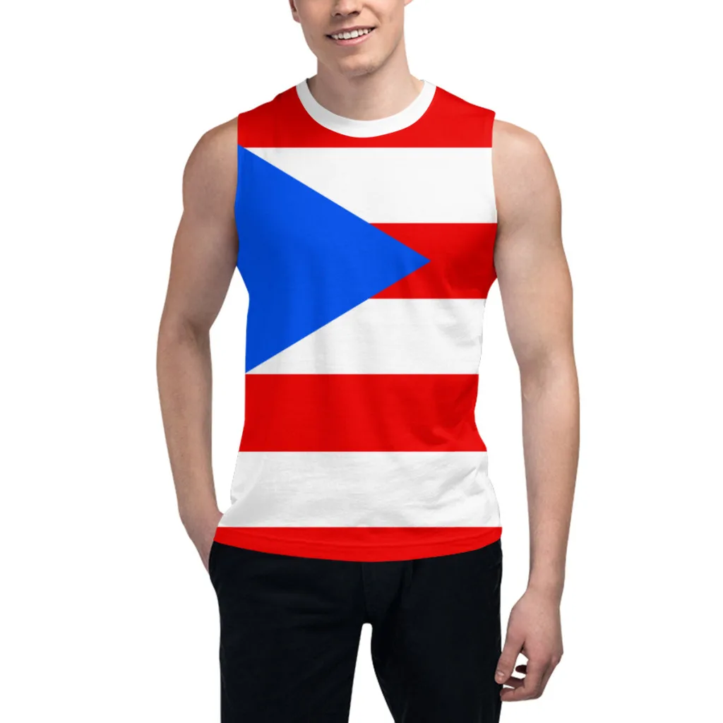 Sleeveless T-shirt Puerto Rico Flag 3D Men's Boys Tshirt Gyms Tank Tops Fitness Joggers Basketball Training Vest