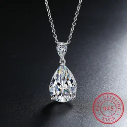 14K białe złoto 2 karata gruszka łezka wycięte D kolor moissanit naszyjnik diamentowy z certyfikatem wysokiej biżuterii hurtowej