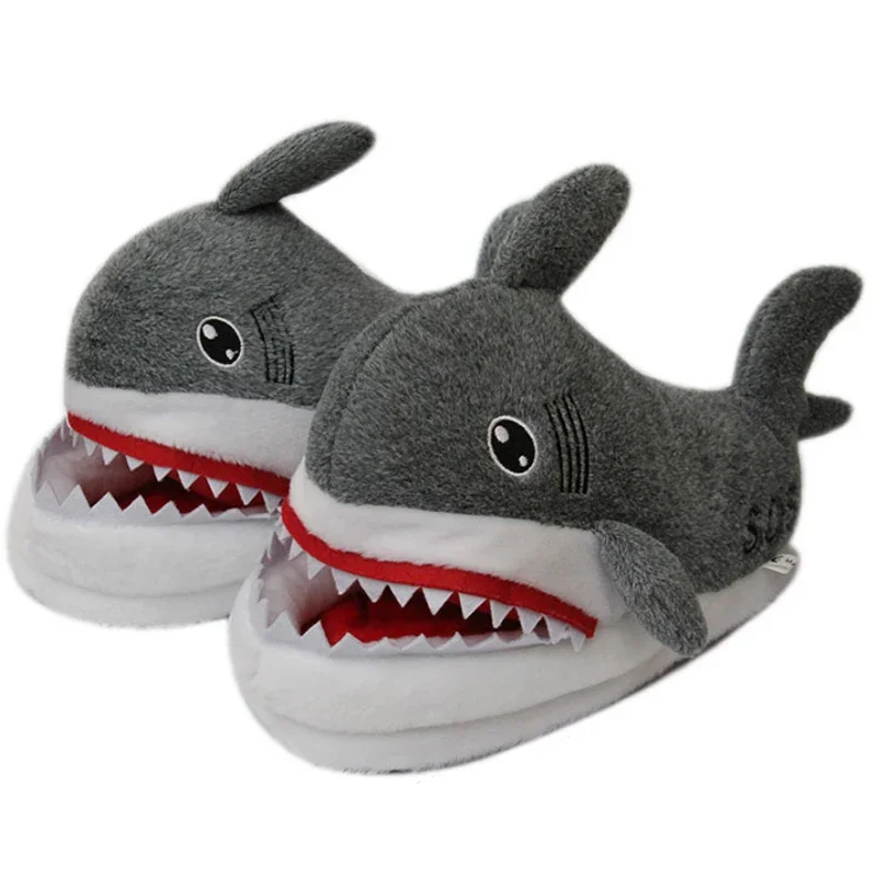 Cute Plush shark Slipper winter indoor Keep warm Cotton Slippers Funny Ladies 2024 women Lovely Girl Cartoon