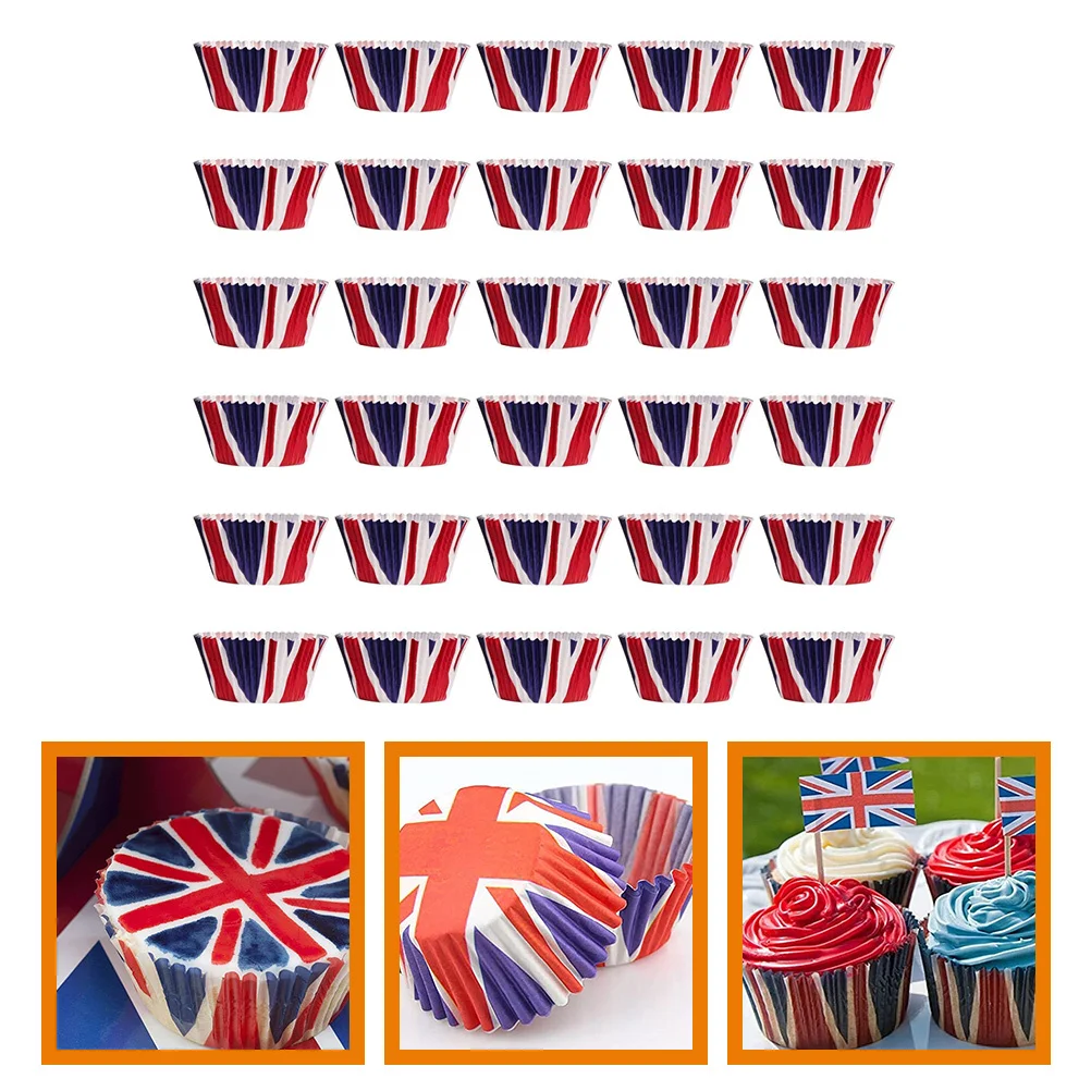 

200Pcs Cake Paper Liners Union Jack Baking Cups for Cupcake Muffin Dessert Party Decoration Disposable Food Grade Oil Proof