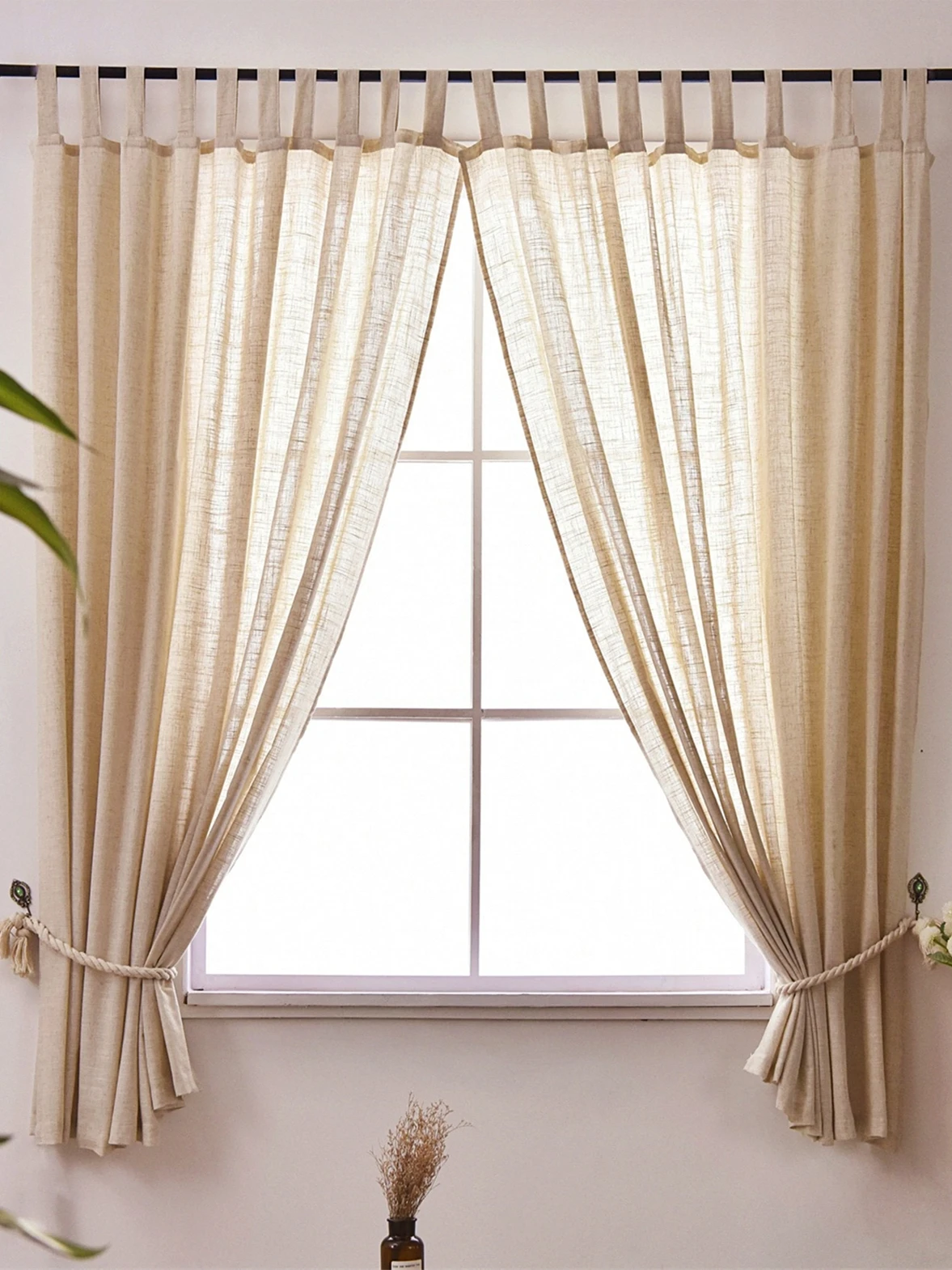 

100% Pure Linen Curtains for Living Room Decoration Modern Flax Solid Sheer Voile Kitchen Curtain