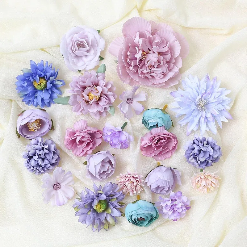 Gemischte künstliche Blumenköpfe, Seidenrose, künstliche Blumen für Heimdekoration, Hochzeit, Hochzeit, Dekoration, DIY-Handwerk, Girlandenzubehör – Detail 6