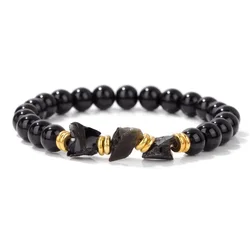 Irregular Rough Obsidian Bracelet Original Natural Stone Quartzs Reiki Lapis Lazuli Tiger Eye Beaded Bracelets For Women Men