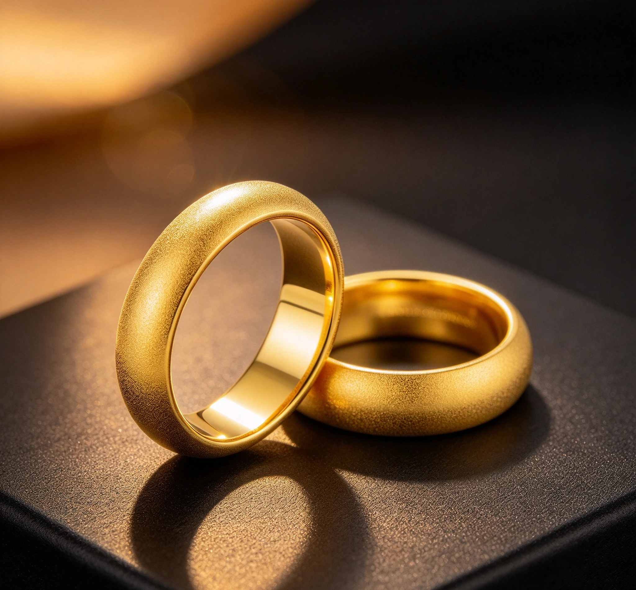 Ring Sand Gold Outer Sand Inner Light Inheritance Ring for Men and Women Couples Sandblasting Ring Giving a gift to a friend