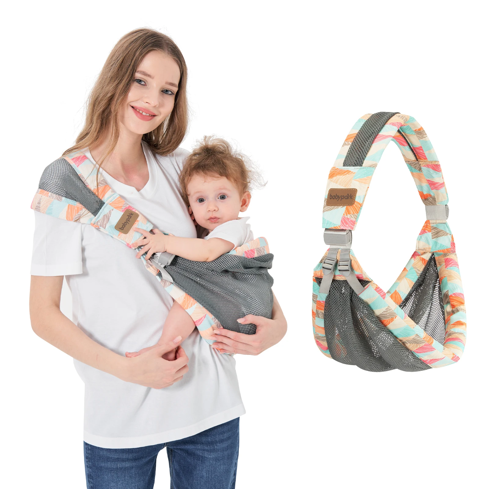 Baby Sling Carrier, Adjustable One Shoulder Lightweight Portable Baby Carrier Sling for Newborn To Toddler, Mesh Ventilation