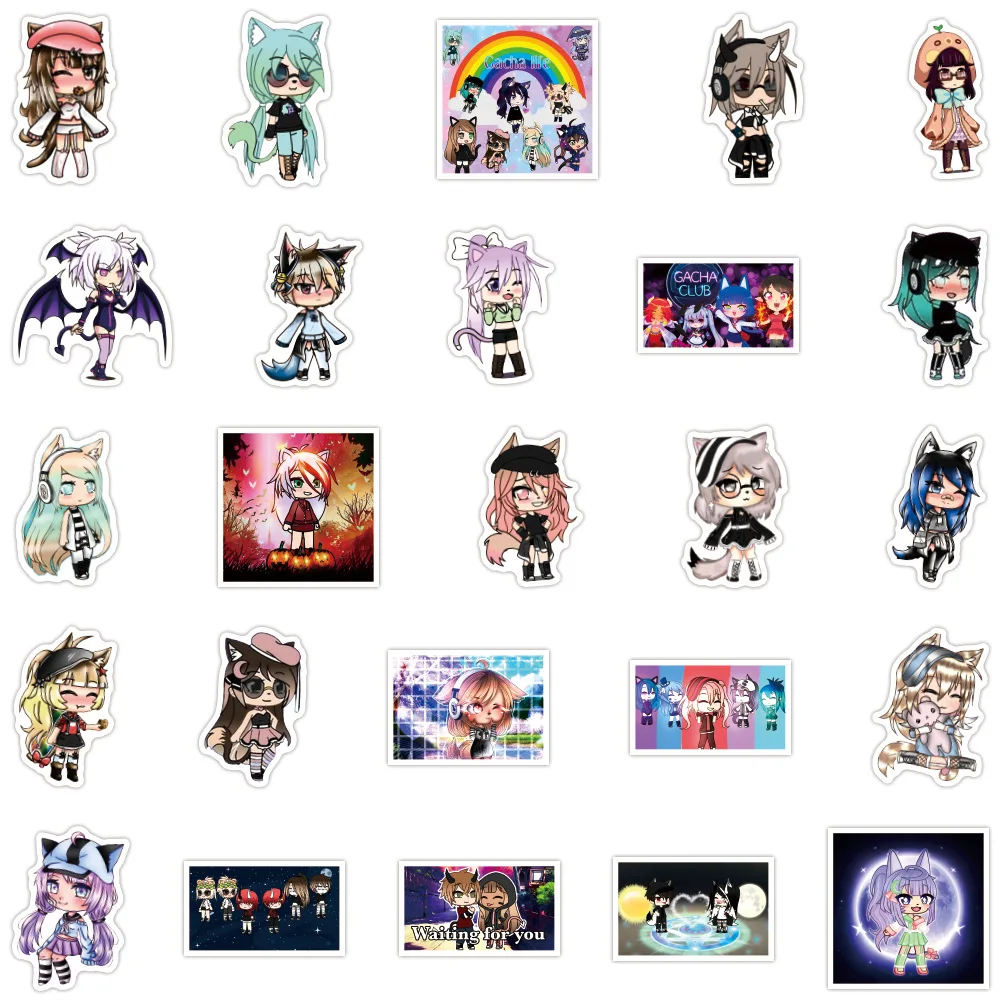 10/30/50 Uds lindo juego Anime Gacha Life pegatinas calcomanías de dibujos animados DIY álbum de recortes portátil teléfono guitarra impermeable pegatina Kawaii Decoración