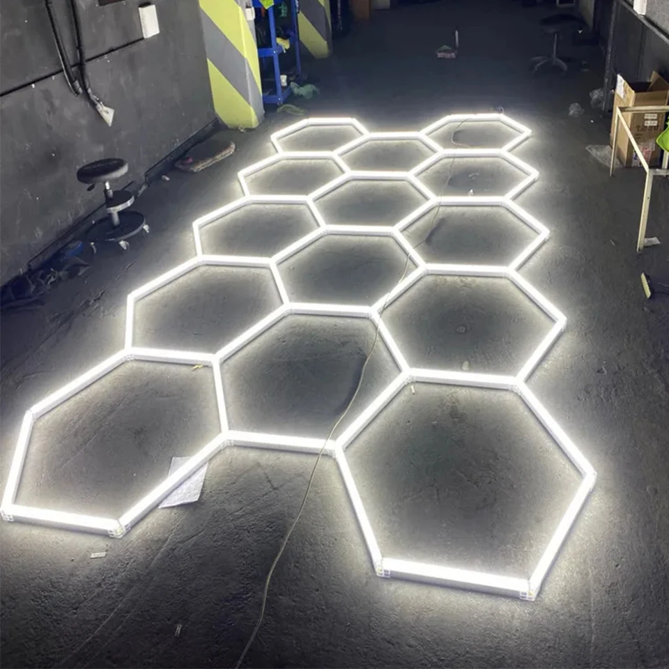 DIY led tube Hexagon Garage Honeycomb Car Body Lighting Lamp Ceiling lamp PC AC85-265V Accessories Barbershop Workshop garage