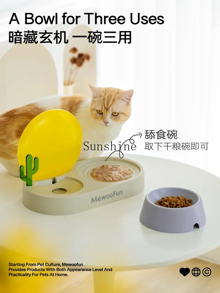 Cat double bowl automatic drinking water grain basin anti-overturn drinking water neck protection cat special bowl