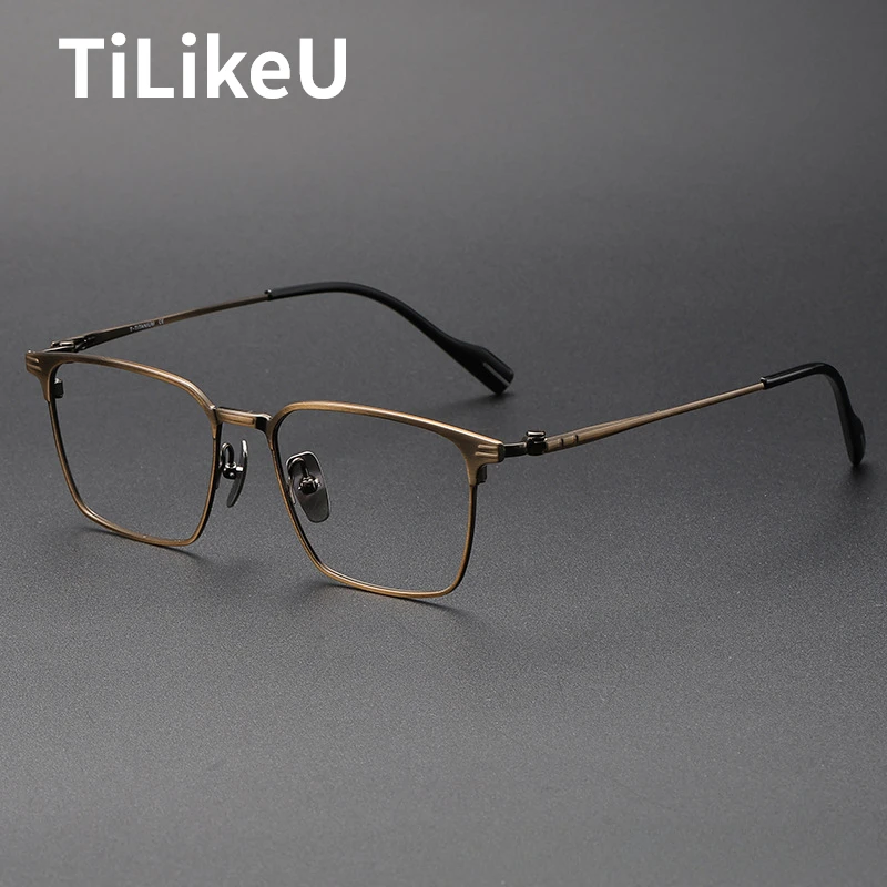 

Top Quality Business Pure Titanium Eyebrow Square Frame Eyeglasses 2024 New Men Women Retro Optical Prescription Glasses Frames