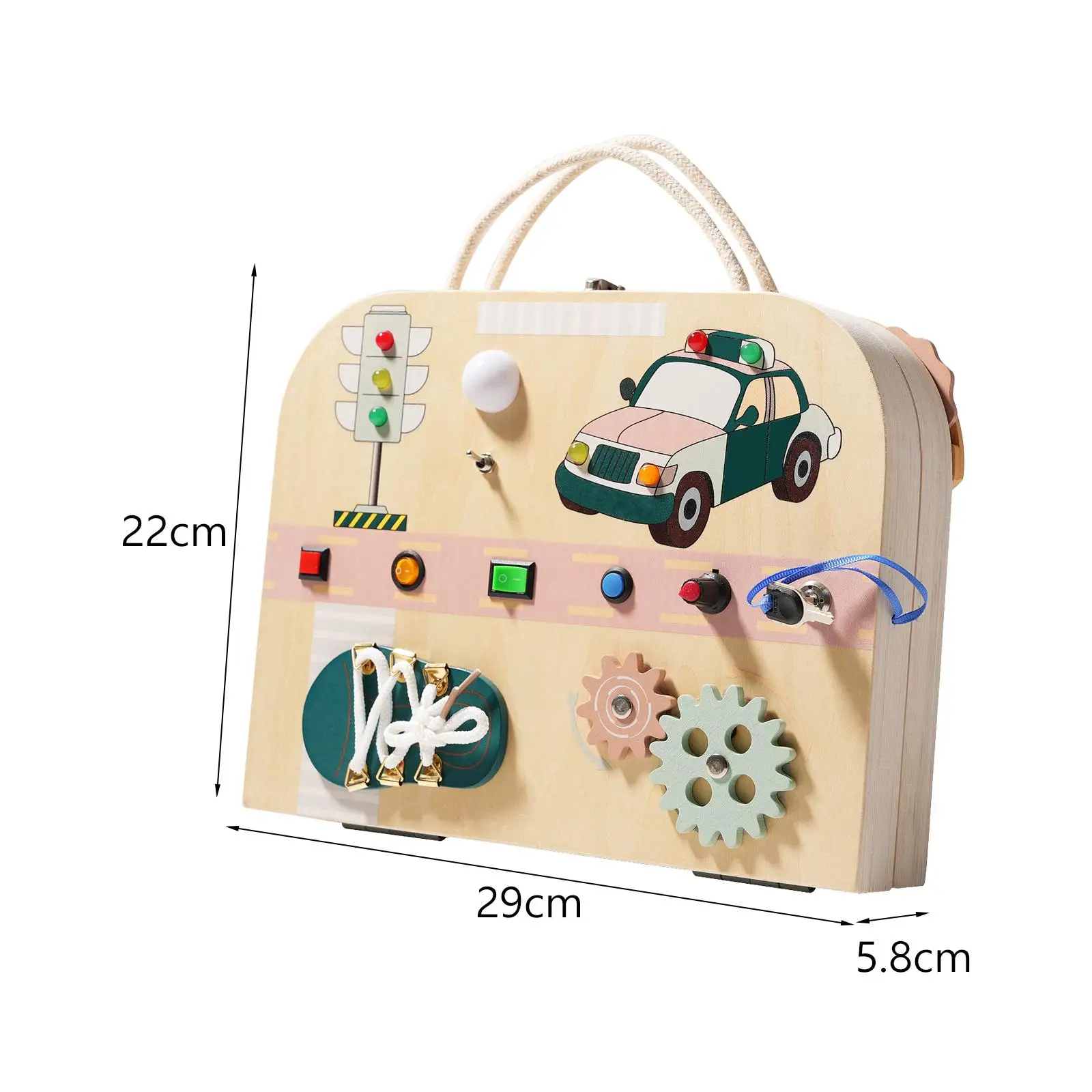 

Toddlers Busy Board Basic Life Skills Early Educational Openable Travel Toy Boys Girls Ages 1-4 Teaching Aids Lights Switch Toy
