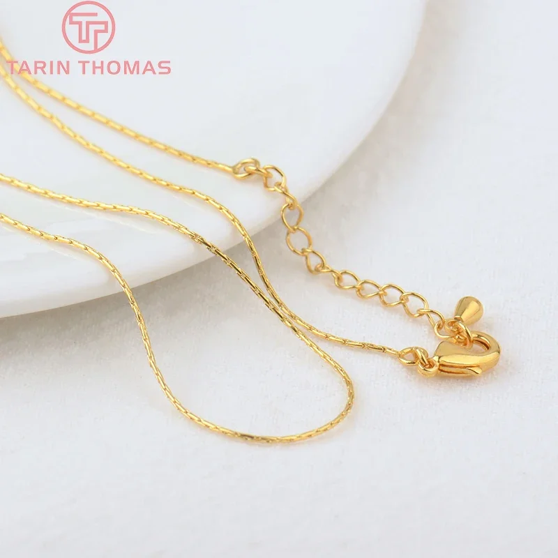 

(3819) 2PCS Length 36CM 24K Gold Color Brass Finished Necklace Chain High Quality Jewelry Making Findings Accessories