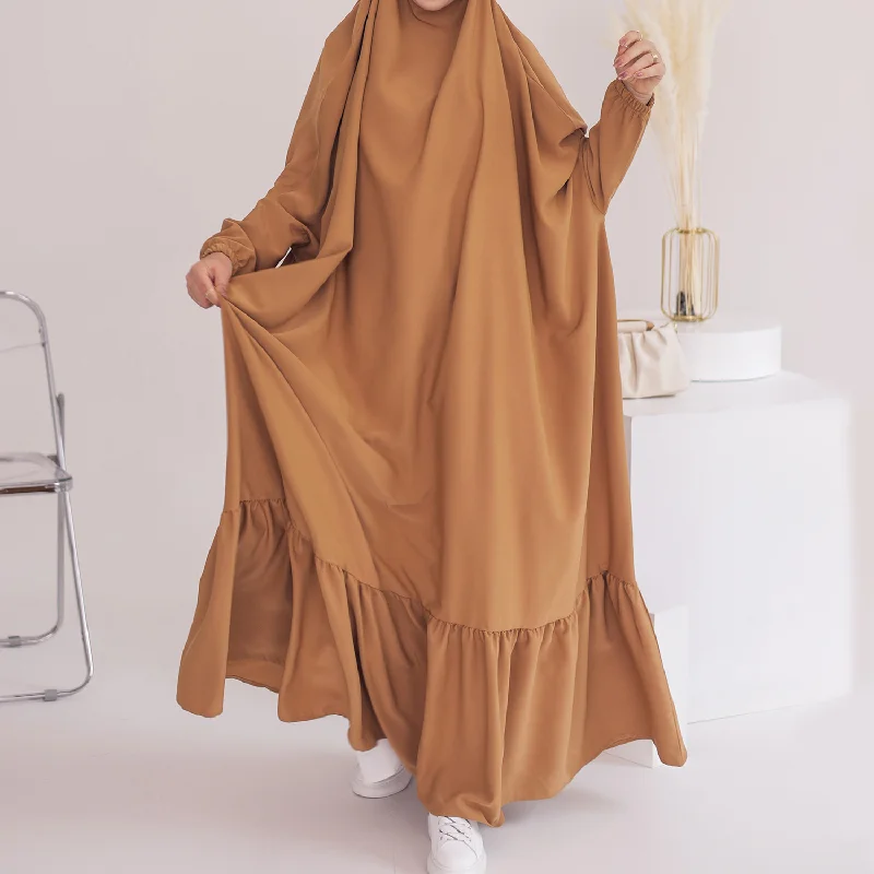 

Middle Eastern Muslim Pullover Women's Robe Large Display Solid Color Festival Prayer Gown Abaya Dress