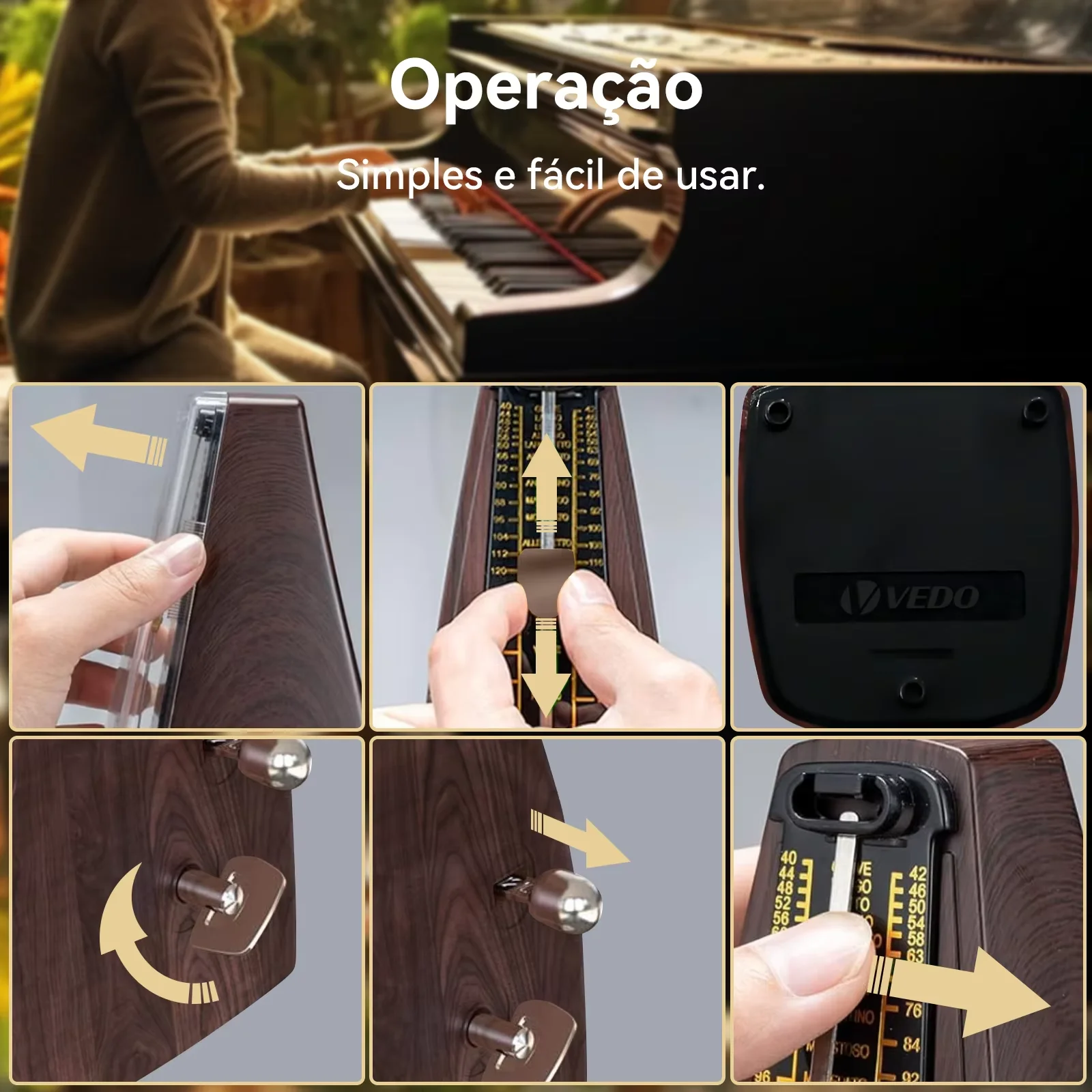 المقاييس الميكانيكية لبيانو جيتار الكمان طبلة باس وغيرها من الآلات الموسيقية، صوت عالٍ، دقة عالية (حبوب الخشب) #3