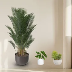 カラフルな植木鉢を備えたウォールステッカー,熱帯植物のパターンが付いた1枚,緑の大きな葉,エキゾチックでファッショナブルな屋内